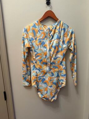 Hurley Long-Sleeve One-Piece Swimsuit UPF 50+ Size Large